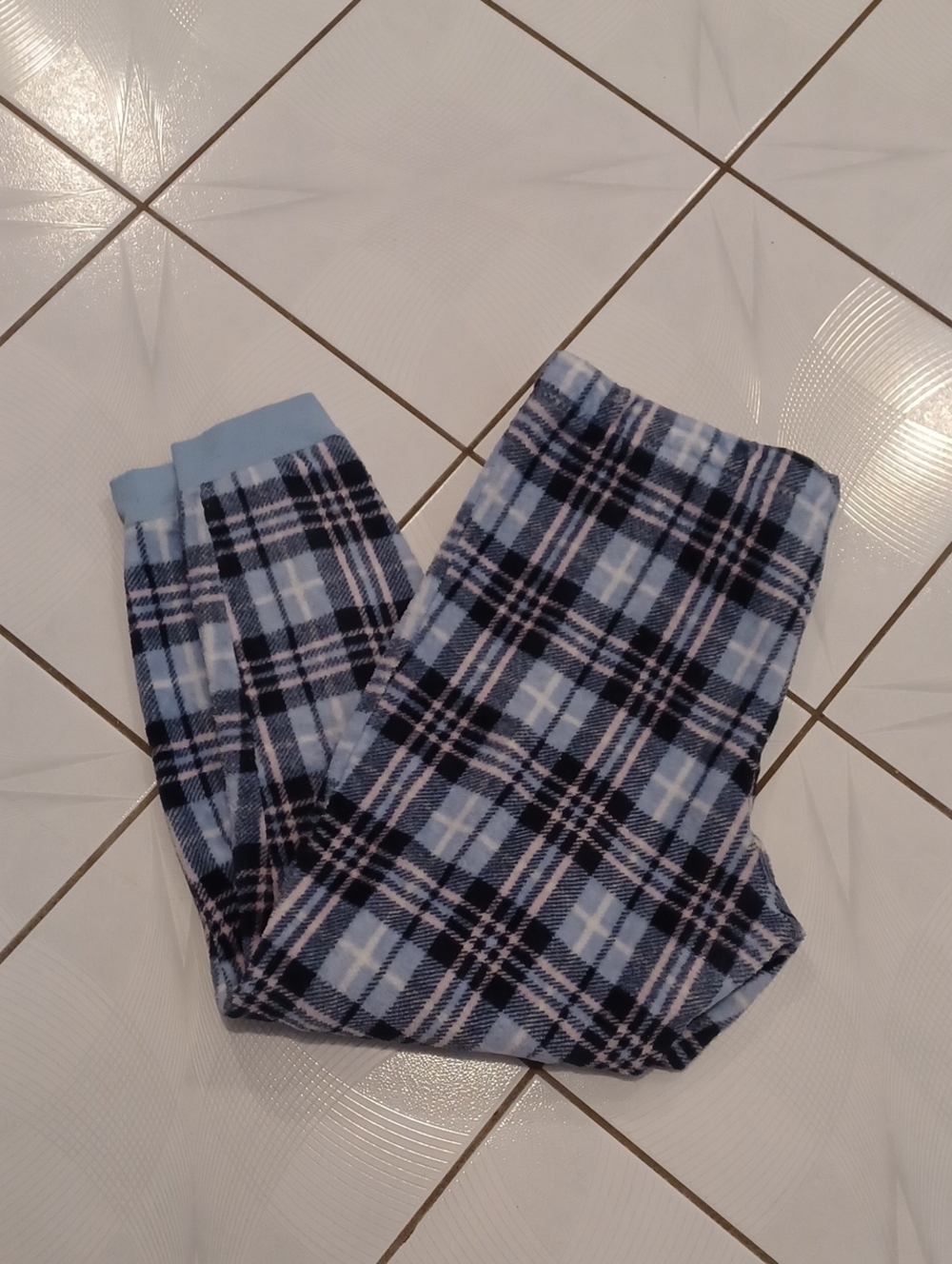 4/$30 Blue Plaid Fleece Pajama Bottoms - Size XL